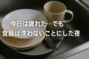 今日は疲れた…でも食器は洗わないことにした夜